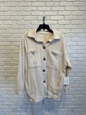 Electric & Rose Cream Button-Front Teddy Shacket - Tahoe Coat in Off White